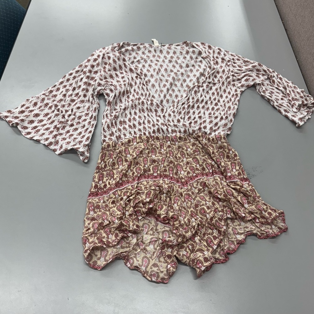 Elan White and Brown Patterned Romper